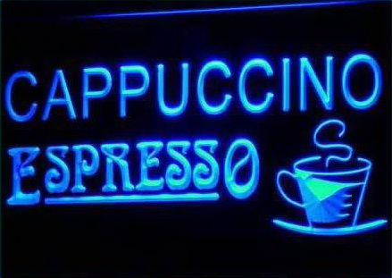 Cappuccino Espresso Coffee Cafe Neon Light Sign